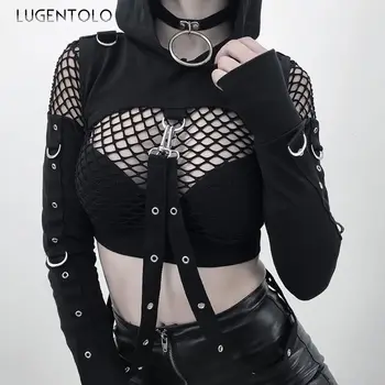 Lugentolo Crop Top Hoodies Women Short Gothic Dark Hole Solid Pullovers Cotton V-Neck Long Sleeve Personal Streetwear
Lugentolo Crop Top Hoodies Women Short Gothic Dark Hole Solid Pullovers Cotton V-Neck Long Sleeve Personal Streetwear