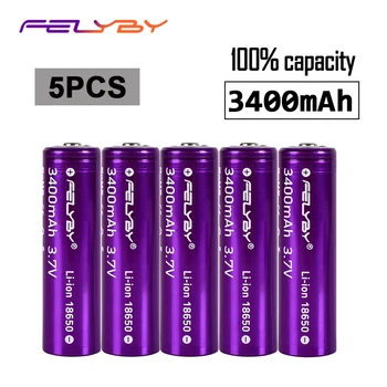FELYBY 5PCS 18650 3.7v li-ion rechargeable battery au lithium accu 100% New Original li-ion 18650 battery 3400mAh
FELYBY 5PCS 18650 3.7v li-ion rechargeable battery au lithium accu 100% New Original li-ion 18650 battery 3400mAh