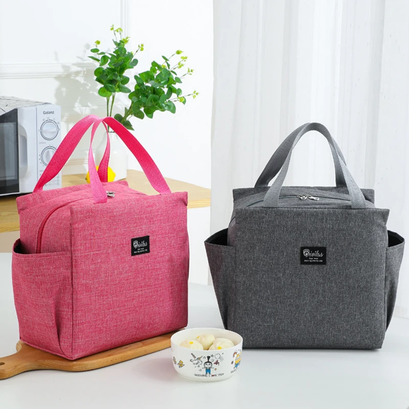 

Large Capacity Thickened Double Pocket Lunch Bag Portable Dinner Container School Food Storage Cooler Handbag