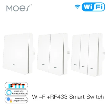 WiFi Smart Wall Light Switch RF433 Push Button Transmitter Smart life Tuya App Remote Control Works with Alexa Google Home
WiFi Smart Wall Light Switch RF433 Push Button Transmitter Smart life Tuya App Remote Control Works with Alexa Google Home