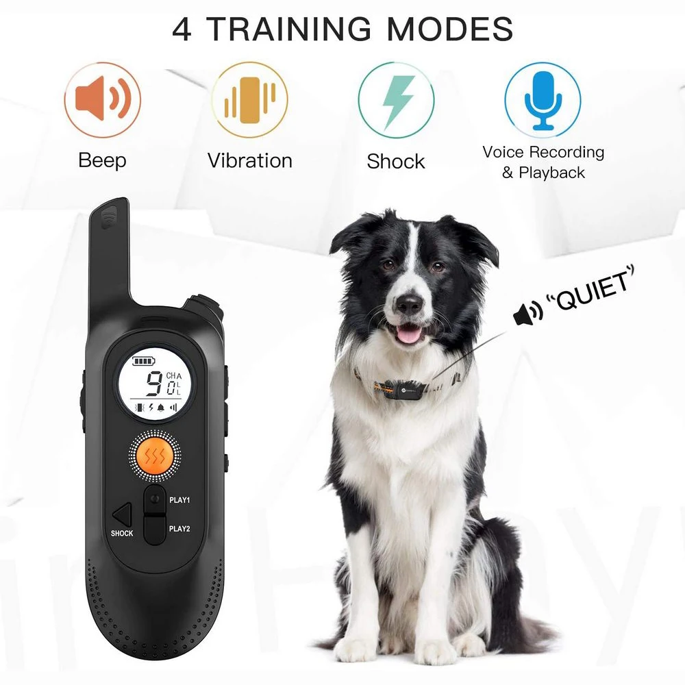 DogTraining Collar Rechargeable Waterproof Shock Absorbing Collar with Voice Command Adjustable Impact Level Electric Dog Collar
DogTraining Collar Rechargeable Waterproof Shock Absorbing Collar with Voice Command Adjustable Impact Level Electric Dog Collar