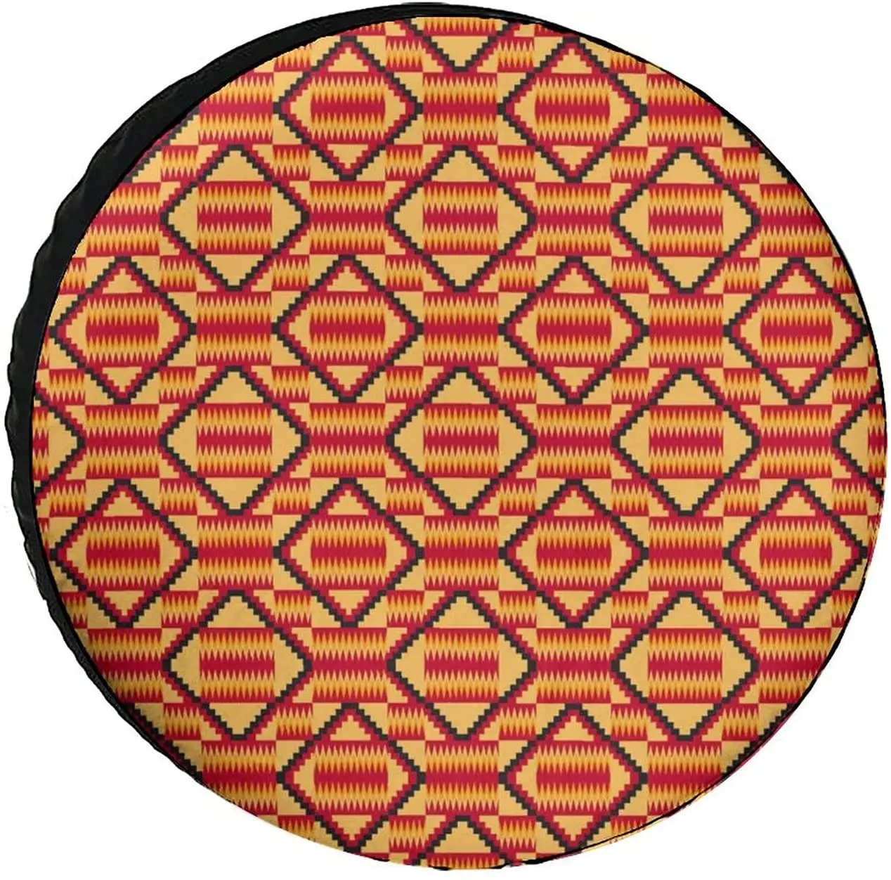 

African Kente Tribal Print Funny Spare Tire Cover Camping Wheel Protectors Printed for RV SUV Truck Trailer 14" 15" 16" 17" Inch