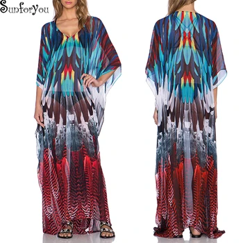 Cover-ups Plus size Chiffon Beach Boho Dress Print Bikini Cover up Robe de Plage Vestido de Playa Swimwear Women Long Dress
Cover-ups Plus size Chiffon Beach Boho Dress Print Bikini Cover up Robe de Plage Vestido de Playa Swimwear Women Long Dress