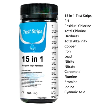 1 Tube(100PCS) PET 15 In 1 Water Test Strips Kit Home Drinking Water & Pool Quality Test New Arrivals
1 Tube(100PCS) PET 15 In 1 Water Test Strips Kit Home Drinking Water & Pool Quality Test New Arrivals