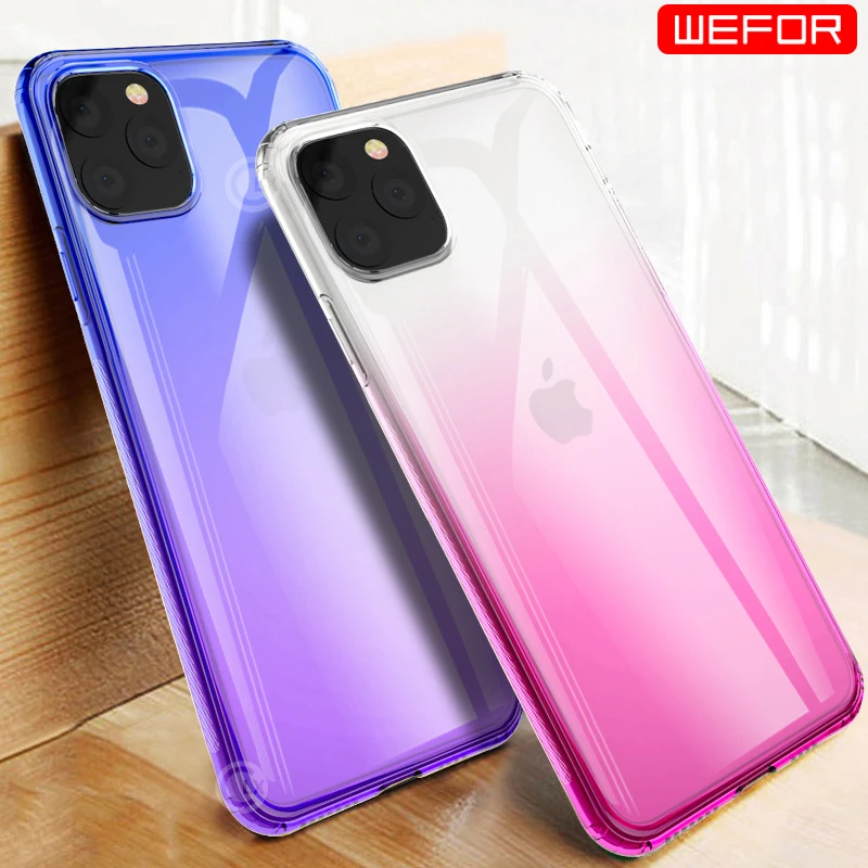 Для iPhone 11 Pro Max прозрачный милый градиентный чехол для телефона тонкий гибкий ТПУ
