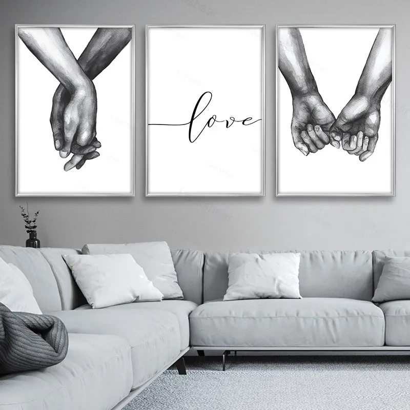 

Nordic Posters Prints Holding Hands Canvas Painting Wall Art Black And White Decoration Wall Pictures For Living Room Love Quote