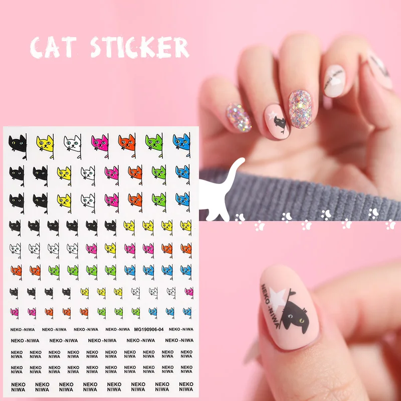 

1 sheet 3d Nail Art Sticker Adhesive Sticker Decals Tool DIY Nail Decoration colorful CATletter Nail Art Tattoo Decoration Z0232