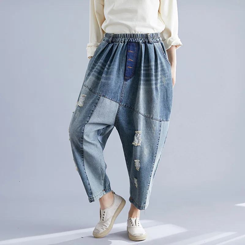Large size Denim Pants Elastic Waist Blue Cowboy Harem Pants Do Old Style Casual Women Joggers Wide Leg Low Crotch Jeans
Large size Denim Pants Elastic Waist Blue Cowboy Harem Pants Do Old Style Casual Women Joggers Wide Leg Low Crotch Jeans