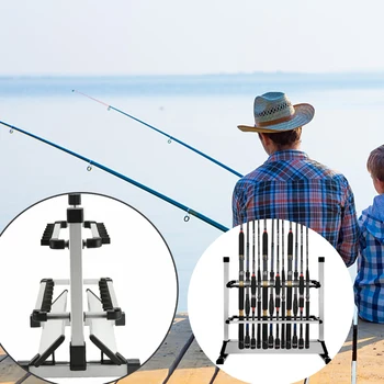 24 Rods Fishing Rod Display Stand Aluminum Alloy Fishing Rod Holder Portable Fishing Rod Display Shelf Rods Storage Display Rack 
24 Rods Fishing Rod Display Stand Aluminum Alloy Fishing Rod Holder Portable Fishing Rod Display Shelf Rods Storage Display Rack
