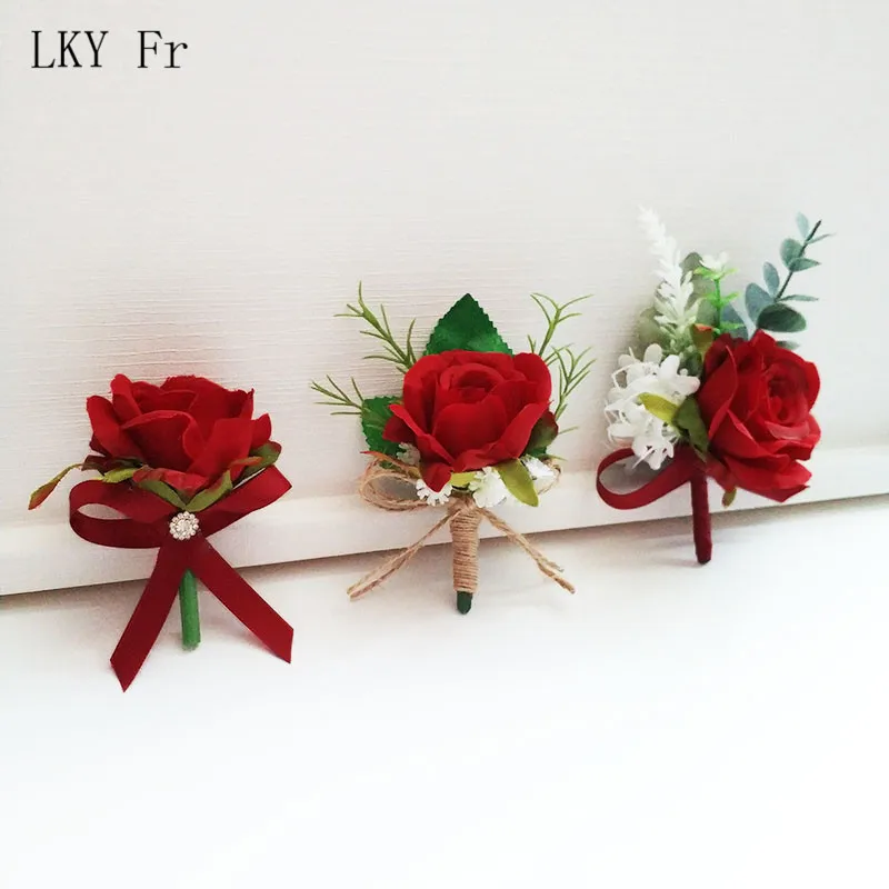 Red Silk Roses Wrist Corsage Wedding Boutonniere Groomsman Flower Girl Bridesmaid Bracelet Groom Buttonhole Marriage Accessories
Red Silk Roses Wrist Corsage Wedding Boutonniere Groomsman Flower Girl Bridesmaid Bracelet Groom Buttonhole Marriage Accessories