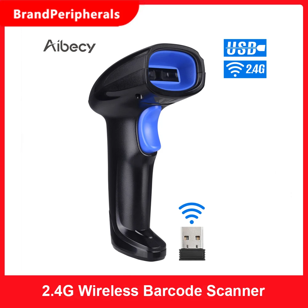 Фото Aibecy 2-в-1 2 4G Беспроводной сканер штрих-кода USB проводной лазерный штрих-кодов