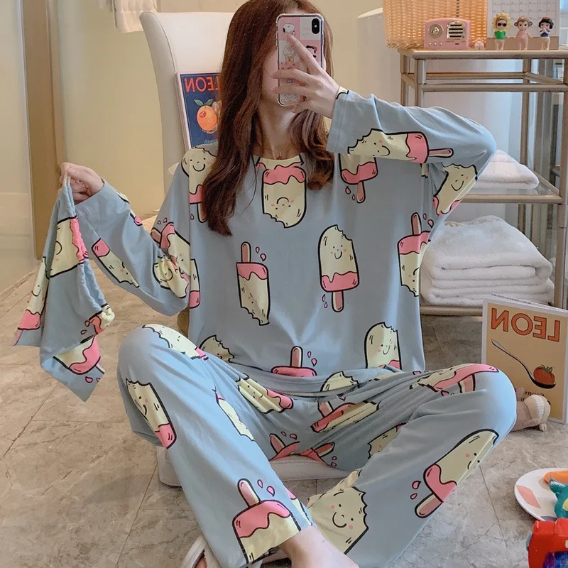 Wechat Business Pajamas Women's Cartoon Pudding Printed Tracksuit Send Is Storage Bag 
Wechat Business Pajamas Women's Cartoon Pudding Printed Tracksuit Send Is Storage Bag