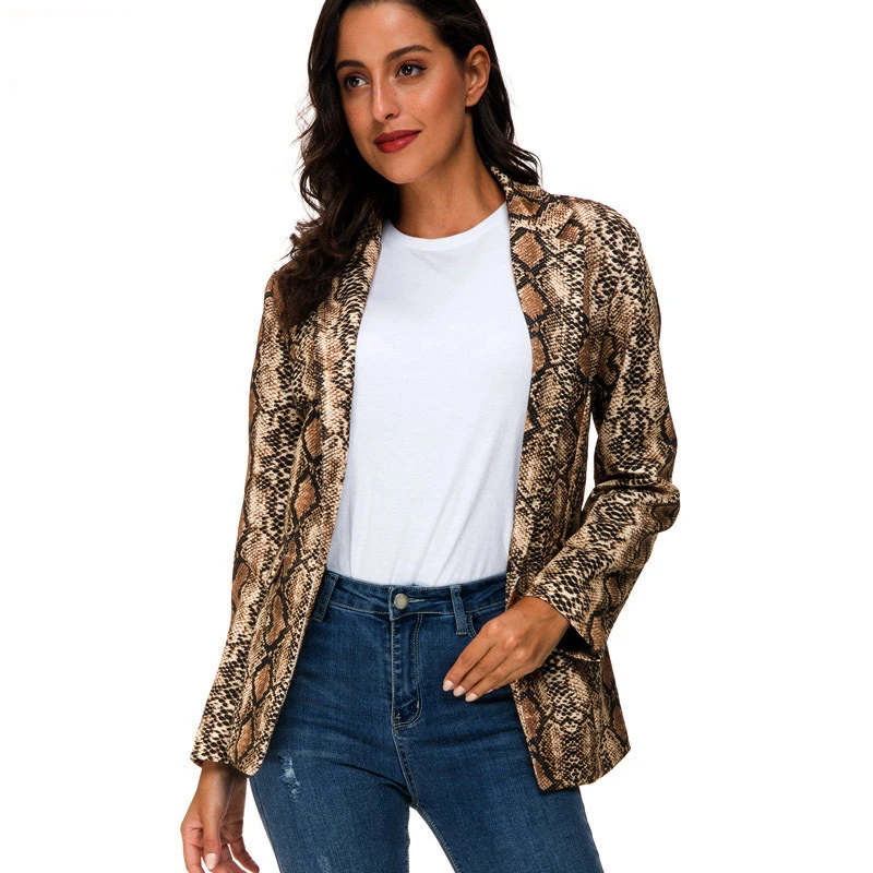 Women Urban Leisure Snake Pattern Printing Suit Lady Casual Thin Slim Fit Loose Small Blazer Loose Coat Autumn Winter 2019
Women Urban Leisure Snake Pattern Printing Suit Lady Casual Thin Slim Fit Loose Small Blazer Loose Coat Autumn Winter 2019