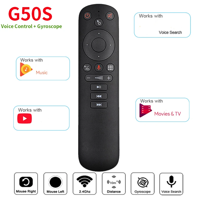 G50S 2.4G Wireless Air Mouse Gyroscope Google Voice IR learning Remote Control G50 for X96Mini H96MAX Android Smart TV Box
G50S 2.4G Wireless Air Mouse Gyroscope Google Voice IR learning Remote Control G50 for X96Mini H96MAX Android Smart TV Box