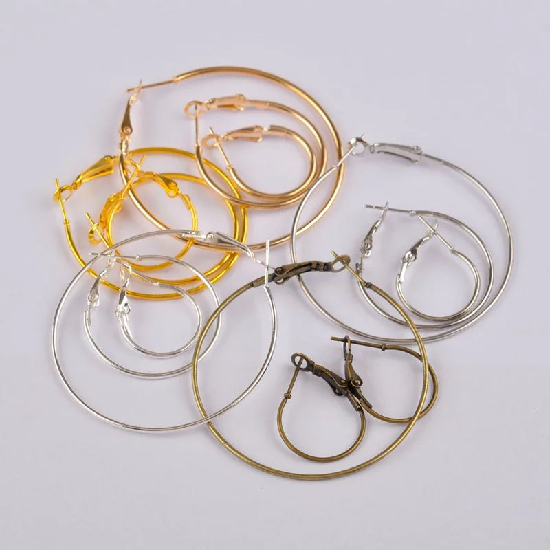 Фото 500 шт круглые серьги-кольца разных цветов и размеров крючки для сережек фурнитура