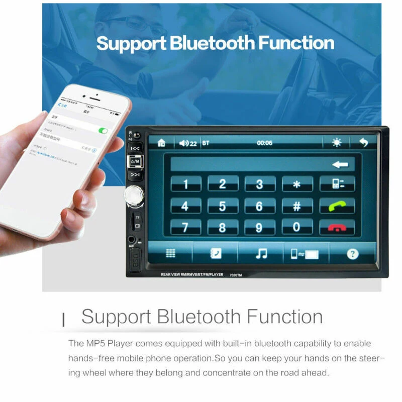 7" HD Double 2-DIN Car Radio Stereo MP5 Player Touch Screen USB BT+Camera New design, knob volume adjustment
7" HD Double 2-DIN Car Radio Stereo MP5 Player Touch Screen USB BT+Camera New design, knob volume adjustment