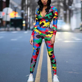 Colorful Camouflage Skinny Jumpuit 2019 Autumn High Waist Women Rompers Hip Hop Long Sleeve Bodysuit Sports Fitness Playsuit
Colorful Camouflage Skinny Jumpuit 2019 Autumn High Waist Women Rompers Hip Hop Long Sleeve Bodysuit Sports Fitness Playsuit