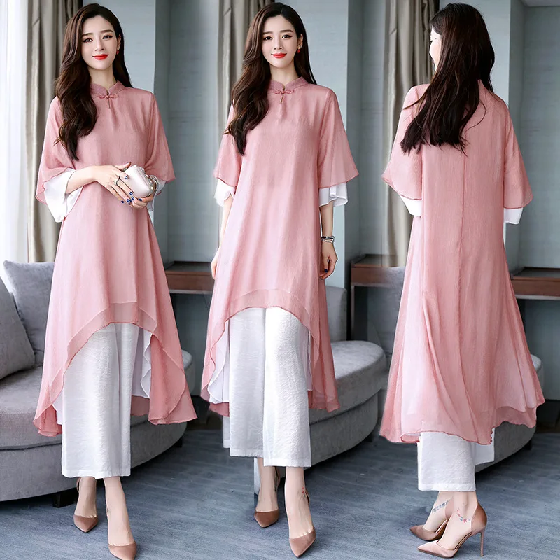 Long Sweater Loose Pants 2019 Spring-Style Simple Cool Set/Suit Skirt Chinese-style Gauze
Long Sweater Loose Pants 2019 Spring-Style Simple Cool Set/Suit Skirt Chinese-style Gauze