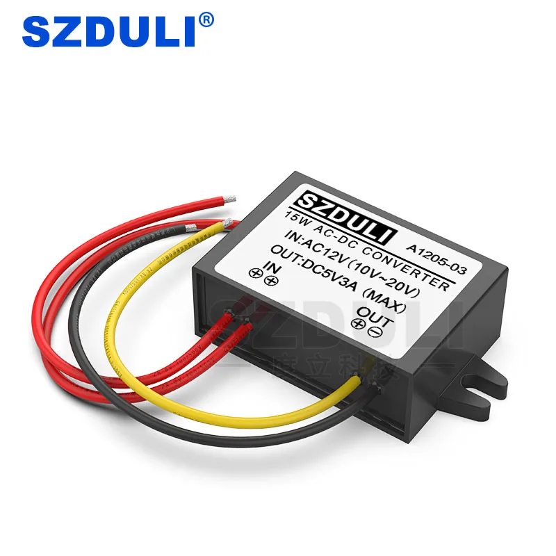 AC12V to DC5V 3A power converter 10~20V to 5V 15W AC to DC transformer module step-down converter CE RoHS
AC12V to DC5V 3A power converter 10~20V to 5V 15W AC to DC transformer module step-down converter CE RoHS