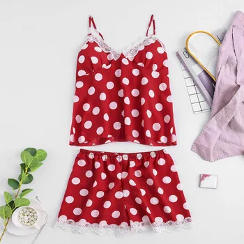 Silk Pyjamas Women Summer Camisole Tank Tops Shorts Sleepwear Set Women Sexy Satin Underwear Lace Dot Lingerie Sleepwear Fe4
Silk Pyjamas Women Summer Camisole Tank Tops Shorts Sleepwear Set Women Sexy Satin Underwear Lace Dot Lingerie Sleepwear Fe4