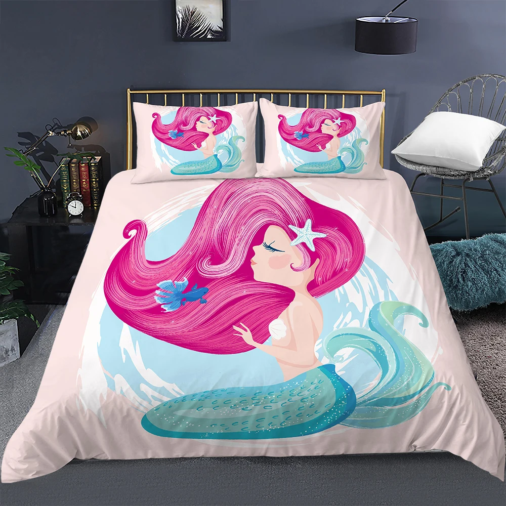 Cute Cartoon Mermaid Duvet Cover Bedding Set for Home Kids Children Bedroom Comforter Quilt Cover Bed Decor Single Twin Size
Cute Cartoon Mermaid Duvet Cover Bedding Set for Home Kids Children Bedroom Comforter Quilt Cover Bed Decor Single Twin Size
