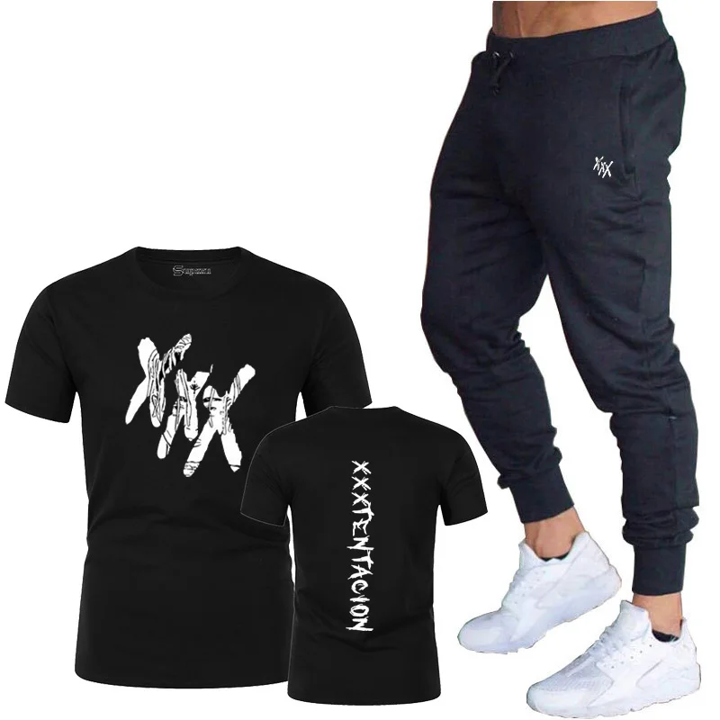 Мужские повседневные спортивные костюмы XXX Tentacion футболка и штаны комплект из