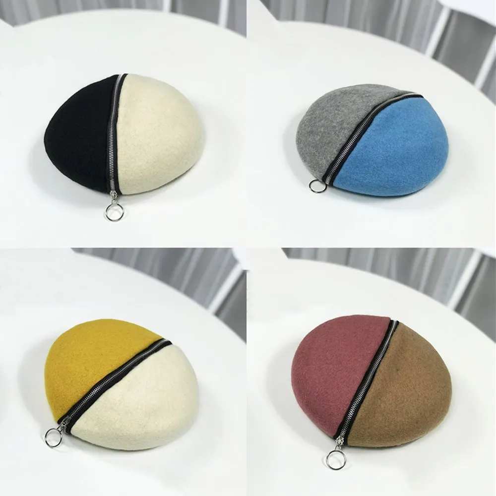 Beret for women wool Street shot woolen cloth black and white color matching zipper decoration female retro elegant beret
Beret for women wool Street shot woolen cloth black and white color matching zipper decoration female retro elegant beret