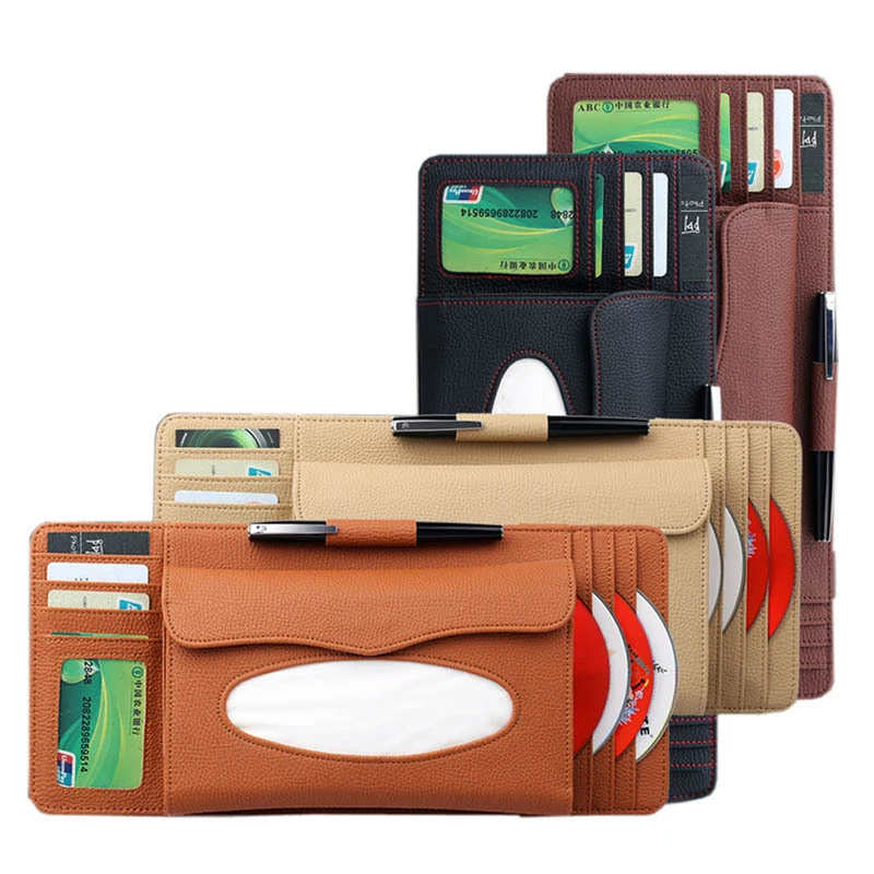 PU Leather Car Sun Visor Type Tissue Box Paper Napkin Holder Multifunction CD DVD Disk Bag Card Pen Slot Case Car Organizer
PU Leather Car Sun Visor Type Tissue Box Paper Napkin Holder Multifunction CD DVD Disk Bag Card Pen Slot Case Car Organizer