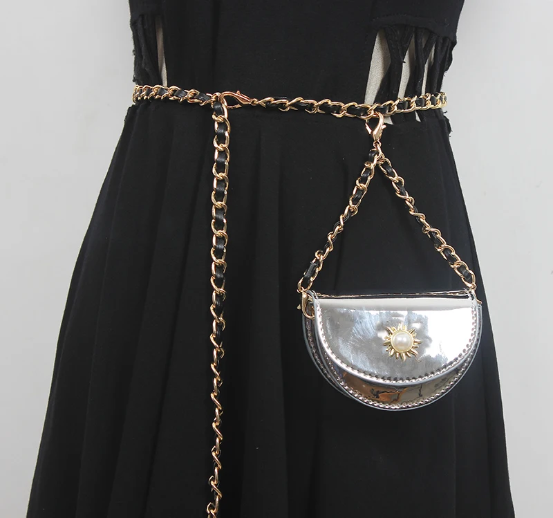Women's Runway Fashion Metal Chain Bag Cummerbunds Female Dress Corsets Waistband Belts Decoration Narrow Belt R2534
Women's Runway Fashion Metal Chain Bag Cummerbunds Female Dress Corsets Waistband Belts Decoration Narrow Belt R2534