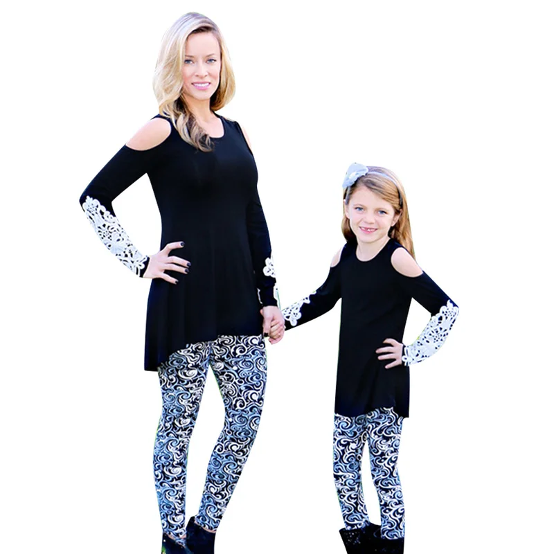 Mommy and Me Shirt Solid Black Long Sleeve T Shirt Lace Cotton O Neck Mom and Daughter T Shirt Mum and Baby Girl Family Clothes
Mommy and Me Shirt Solid Black Long Sleeve T Shirt Lace Cotton O Neck Mom and Daughter T Shirt Mum and Baby Girl Family Clothes