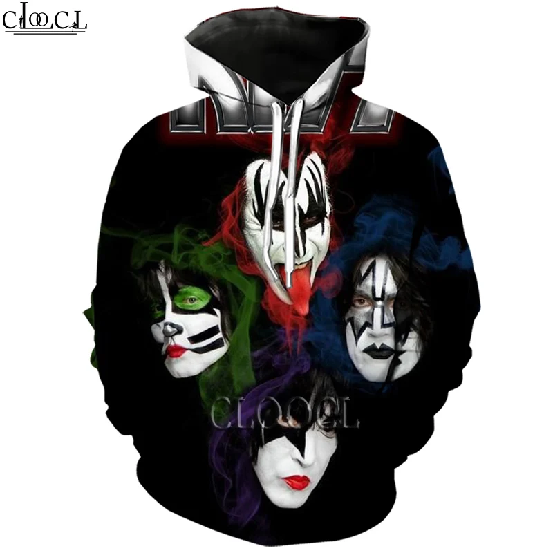 

HX Heavy Metal KISS Rock Band 3D Print Men Women Fashion Hoodie Harajuku Streetwear Tops Hip Hop Hoody Pullover Tops