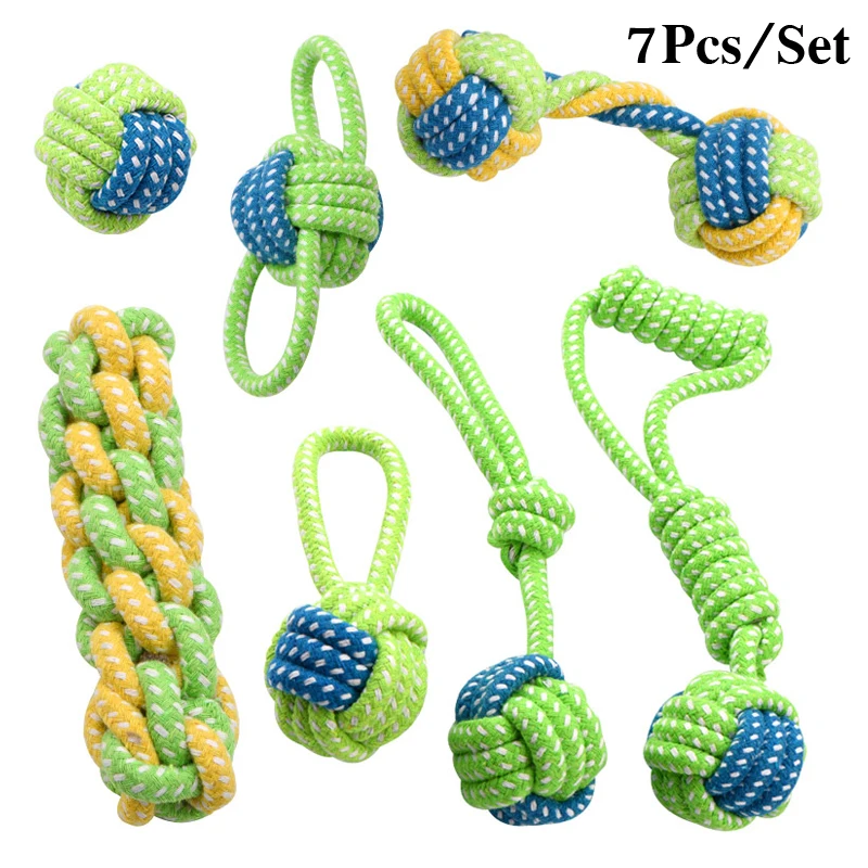 7 pcs/Set Cotton Dog Rope Ball Puppy Chew Teething Toy Teeth Cleaning Pet Playing Ball for Small Dogs French Bulldog Pug Toys
7 pcs/Set Cotton Dog Rope Ball Puppy Chew Teething Toy Teeth Cleaning Pet Playing Ball for Small Dogs French Bulldog Pug Toys