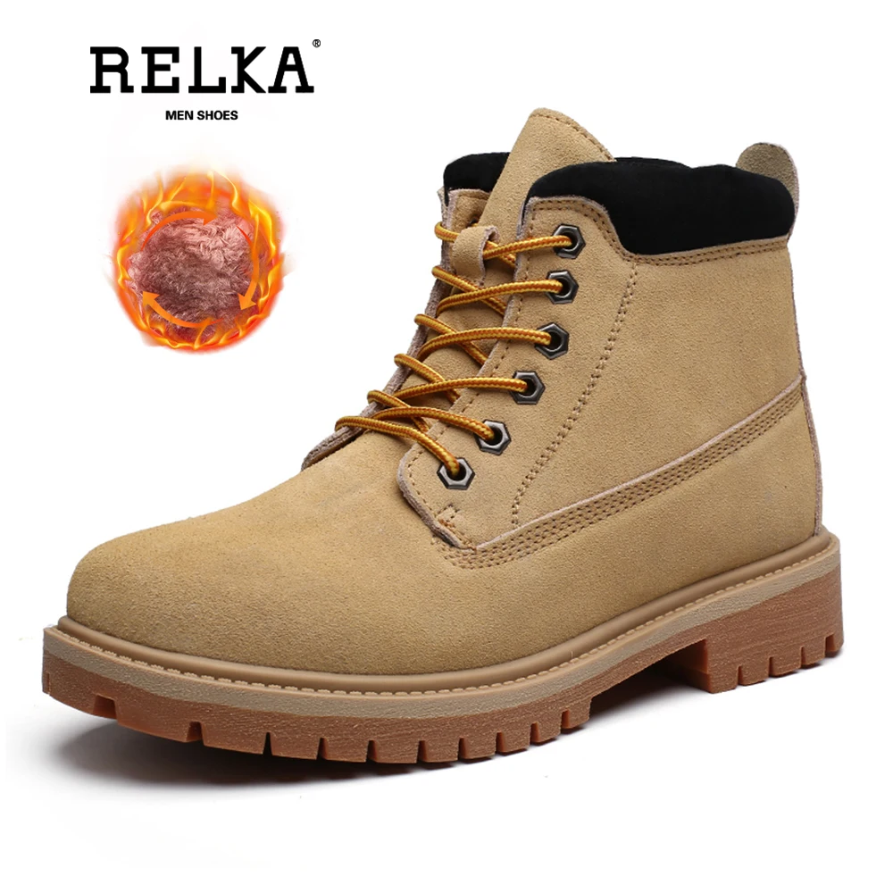 RELKA 2019 Winter Ankle Boots Men Comfortable Leather Boots Warm Lining Plush Cowboy Boots Work Fashion Snow Men Boots B28
RELKA 2019 Winter Ankle Boots Men Comfortable Leather Boots Warm Lining Plush Cowboy Boots Work Fashion Snow Men Boots B28
