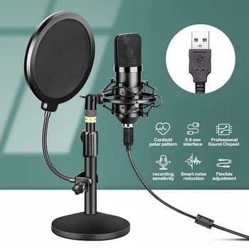 usb Studio microphone professionnel condenser recording studio equipment desktop mic computer gaming podcast microphone stand 
usb Studio microphone professionnel condenser recording studio equipment desktop mic computer gaming podcast microphone stand