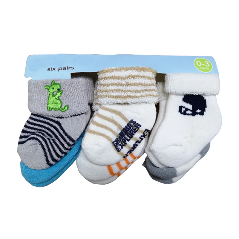 6 пара/лот зимняя одежда хлопковые носки для малышей новорожденных девочек