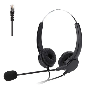 

VH500D RJ9 Bilateral Headphone Hands-Free Call Center Noise Cancelling Corded with Adjustable Mic for Telephone Set