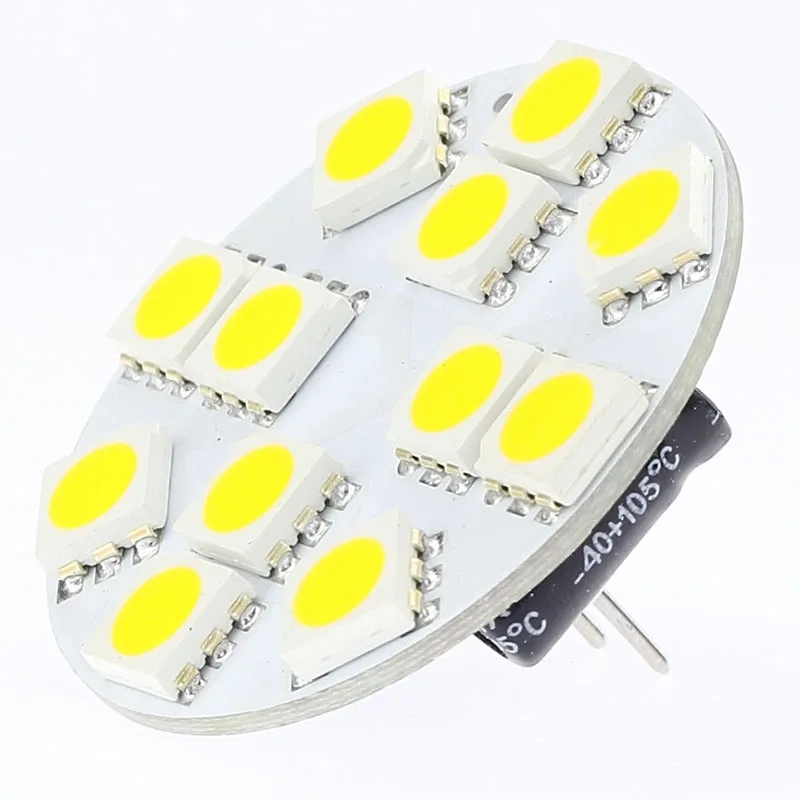 

Led G4 Light 12SMD 5050 High Power Rear Pin AC/DC10-30V Marine Lamp Boat Bulb White Warm White Round Board 1pcs/lot