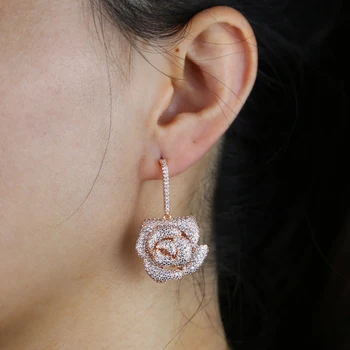 luxury fashion women jewelry sparking bling clear cubic zirconia cz rose flower dangle drop earring
luxury fashion women jewelry sparking bling clear cubic zirconia cz rose flower dangle drop earring
