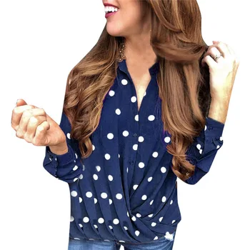 2019 autumn and winter fashion wave point suit collar button long sleeve blouse shirt
2019 autumn and winter fashion wave point suit collar button long sleeve blouse shirt