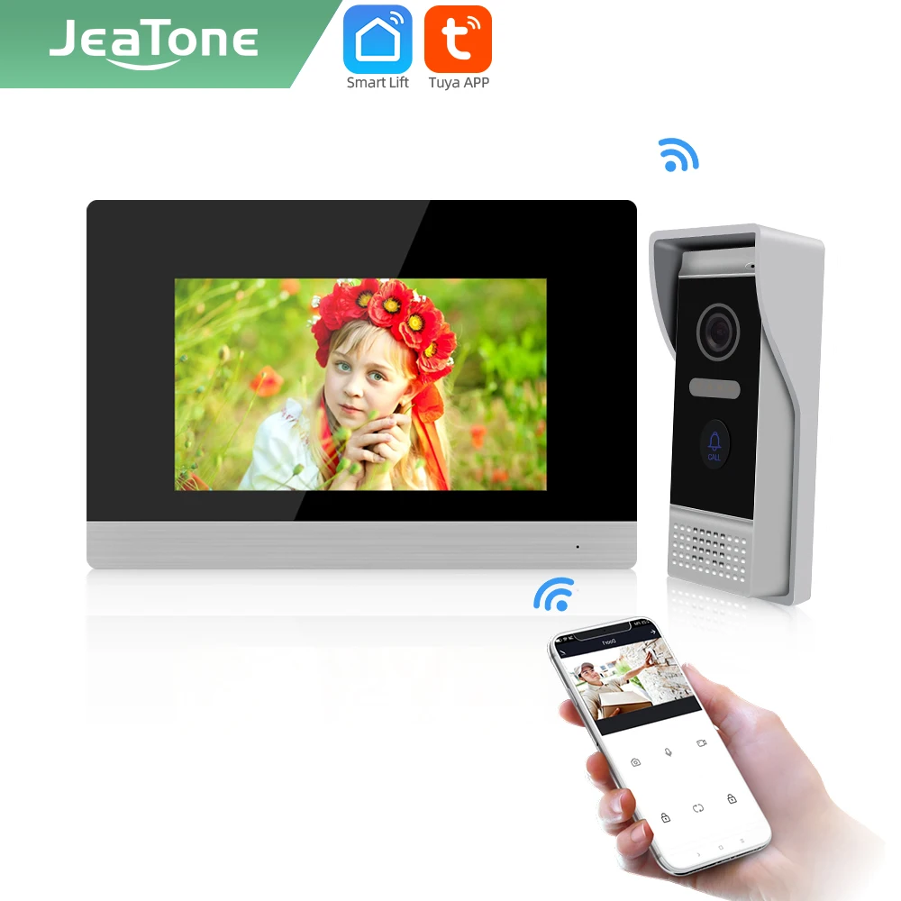 

Jeatone WiFi Video Doorbell Camera Tuya Smart 7Inch Video Door Phone Intercom Doorbell Security Alarms Home Camera Motion Sensor