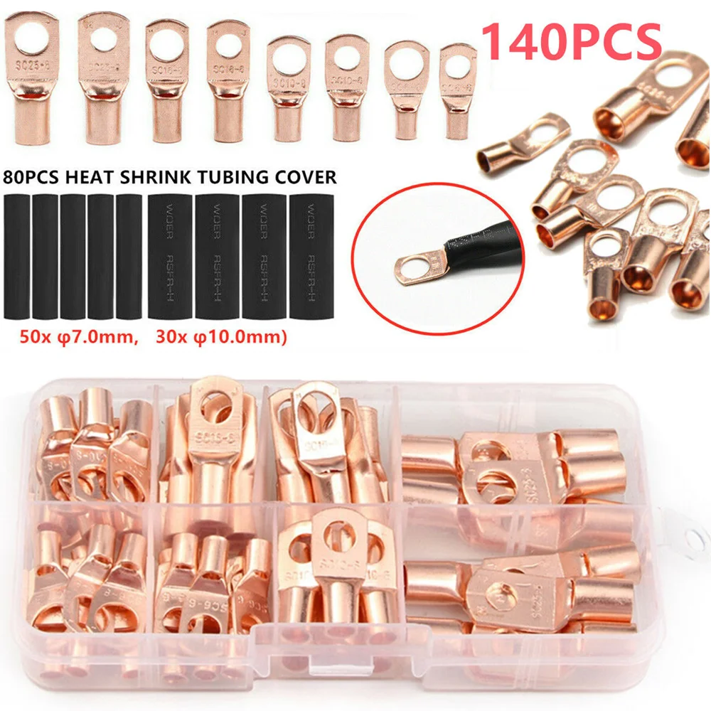 140PCS Auto Copper Ring Terminal Wire Crimp Connector Bare Cable Battery Terminals Soldered Connectors Assortment Kit Car
140PCS Auto Copper Ring Terminal Wire Crimp Connector Bare Cable Battery Terminals Soldered Connectors Assortment Kit Car