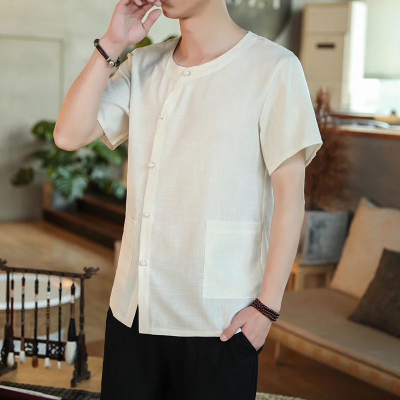 2021 Summer Chinese Style Short Sleeve Shirt Mens Slub Cotton Casual Large Size Tang Fashion Shirts Off White Grey Orient Blouse
2021 Summer Chinese Style Short Sleeve Shirt Mens Slub Cotton Casual Large Size Tang Fashion Shirts Off White Grey Orient Blouse