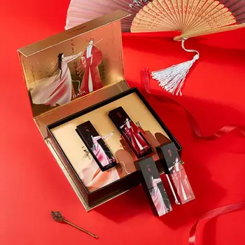 Chinese Traditional Style Beautiful Packing Moisturizing Lipstick Silky Waterproof Long Lasting Smooth Lip Gloss Set