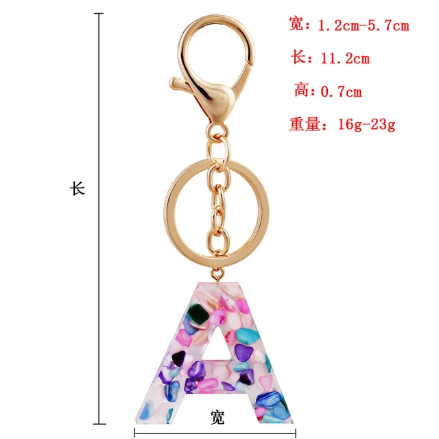 Porte-clés pendentif lettre Chim26 pour hommes et femmes, acrylique, A à Z, luxe, breloque, accessoires de sac, cadeau 2