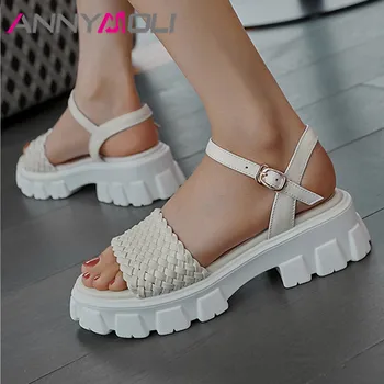 ANNYMOLI Woman Natural Genuine Leather Sandals Flat Platform Shoes Buckle Strap Sandals Casual Ladies Summer Footwear Black 40
ANNYMOLI Woman Natural Genuine Leather Sandals Flat Platform Shoes Buckle Strap Sandals Casual Ladies Summer Footwear Black 40