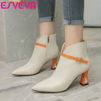 ESVEVA 2021 Mixed Color Zipper Pointed Toe Square Heel PU Leather Ankle Boots Women Boots Shoes Western Style Boots Size 34-43 
ESVEVA 2021 Mixed Color Zipper Pointed Toe Square Heel PU Leather Ankle Boots Women Boots Shoes Western Style Boots Size 34-43