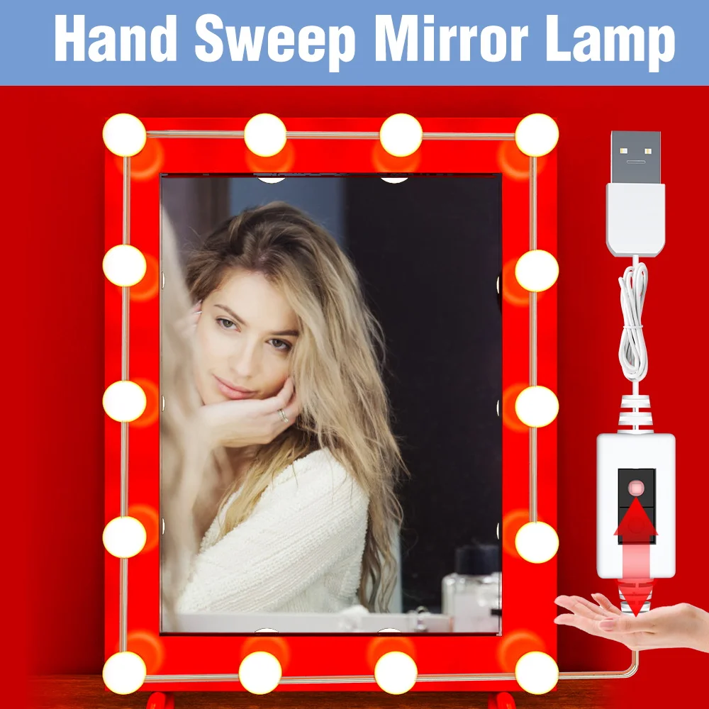 12V LED Mirror Light Hand Sweep Dimming LED Cosmetic Lights USB Dressing Table Lamp 2 6 10 14 Bulbs Kits Hollywood Makeup Lamps
12V LED Mirror Light Hand Sweep Dimming LED Cosmetic Lights USB Dressing Table Lamp 2 6 10 14 Bulbs Kits Hollywood Makeup Lamps