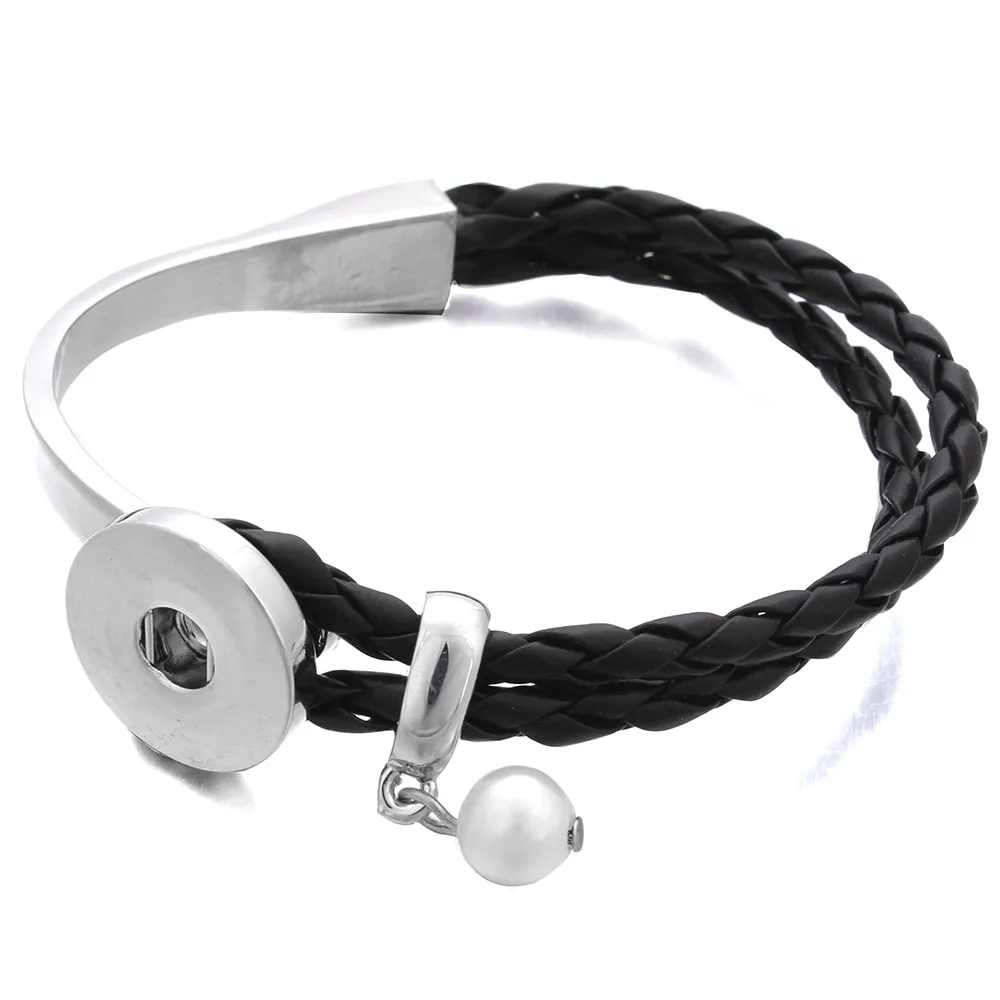 Metal Pearl Snap Leather Bracelet Retro Handmade Braided Leather Snap Button Bracelet Bangles fit 18MM Snap Jewelry
Metal Pearl Snap Leather Bracelet Retro Handmade Braided Leather Snap Button Bracelet Bangles fit 18MM Snap Jewelry