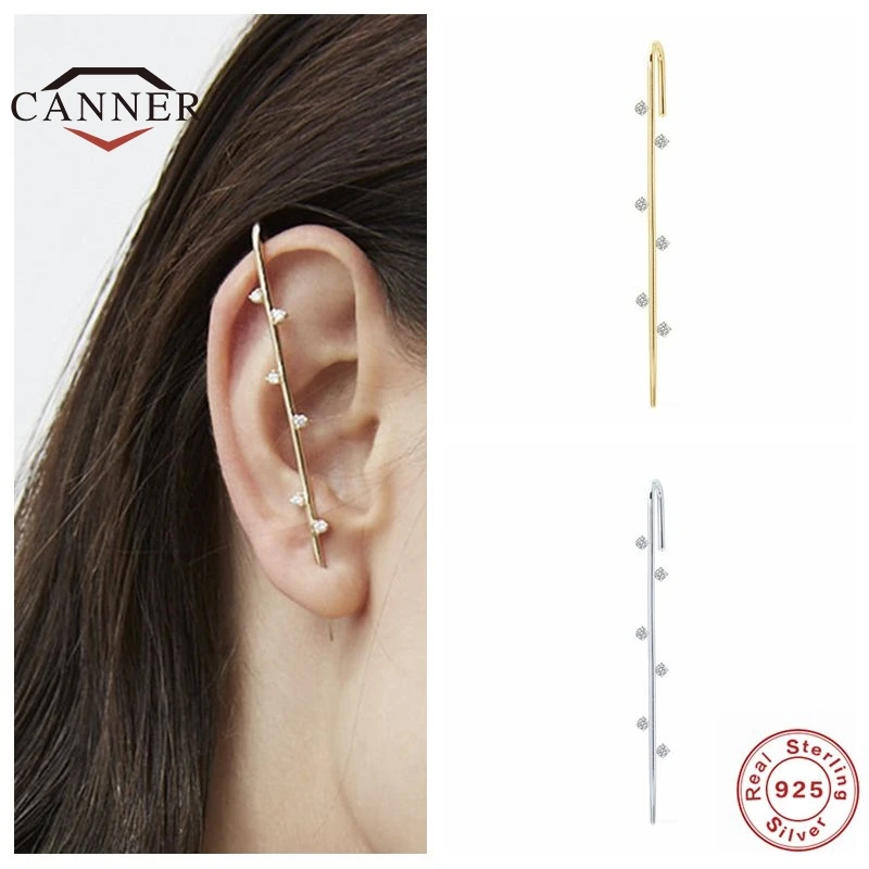 CANNER 925 Sterling Silver CZ Zircon Stud Earrings For Women Ear Bone Clip Diagonal Piercing Earring Earings Jewelry pendientes
CANNER 925 Sterling Silver CZ Zircon Stud Earrings For Women Ear Bone Clip Diagonal Piercing Earring Earings Jewelry pendientes