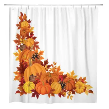Shower Curtain Thanksgiving Corner Pumpkins and Autumn Leaves Home Bathroom Decor Polyester Fabric Waterproof Set with Hooks
Shower Curtain Thanksgiving Corner Pumpkins and Autumn Leaves Home Bathroom Decor Polyester Fabric Waterproof Set with Hooks